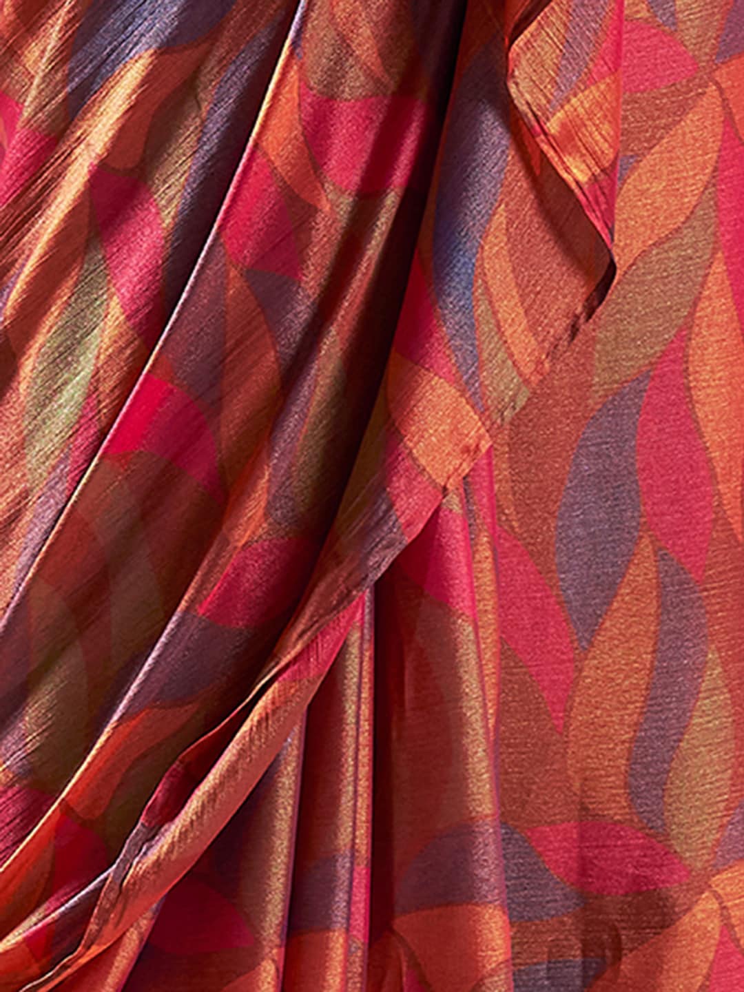 Mahogany Pink Printed Chiffon Saree With Embroidery blouse