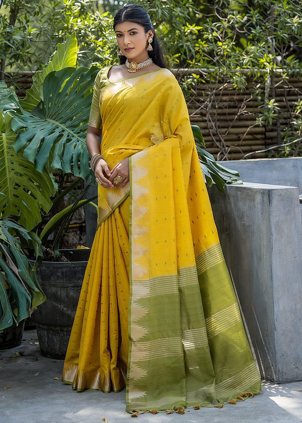 Tulip Yellow Zari Woven Banarasi Raw Silk Saree