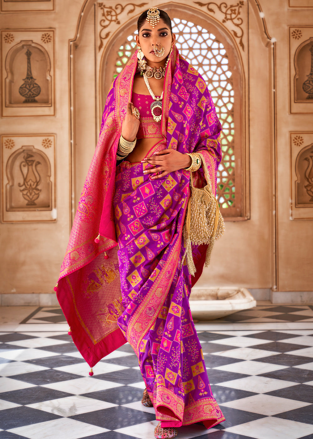 Rose Quartz Purple Woven Banarasi Saree