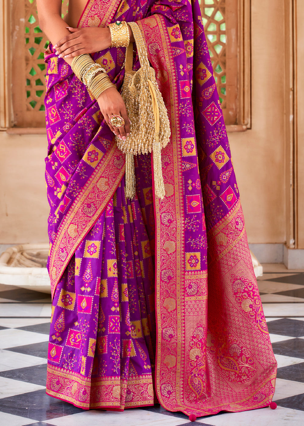 Rose Quartz Purple Woven Banarasi Saree