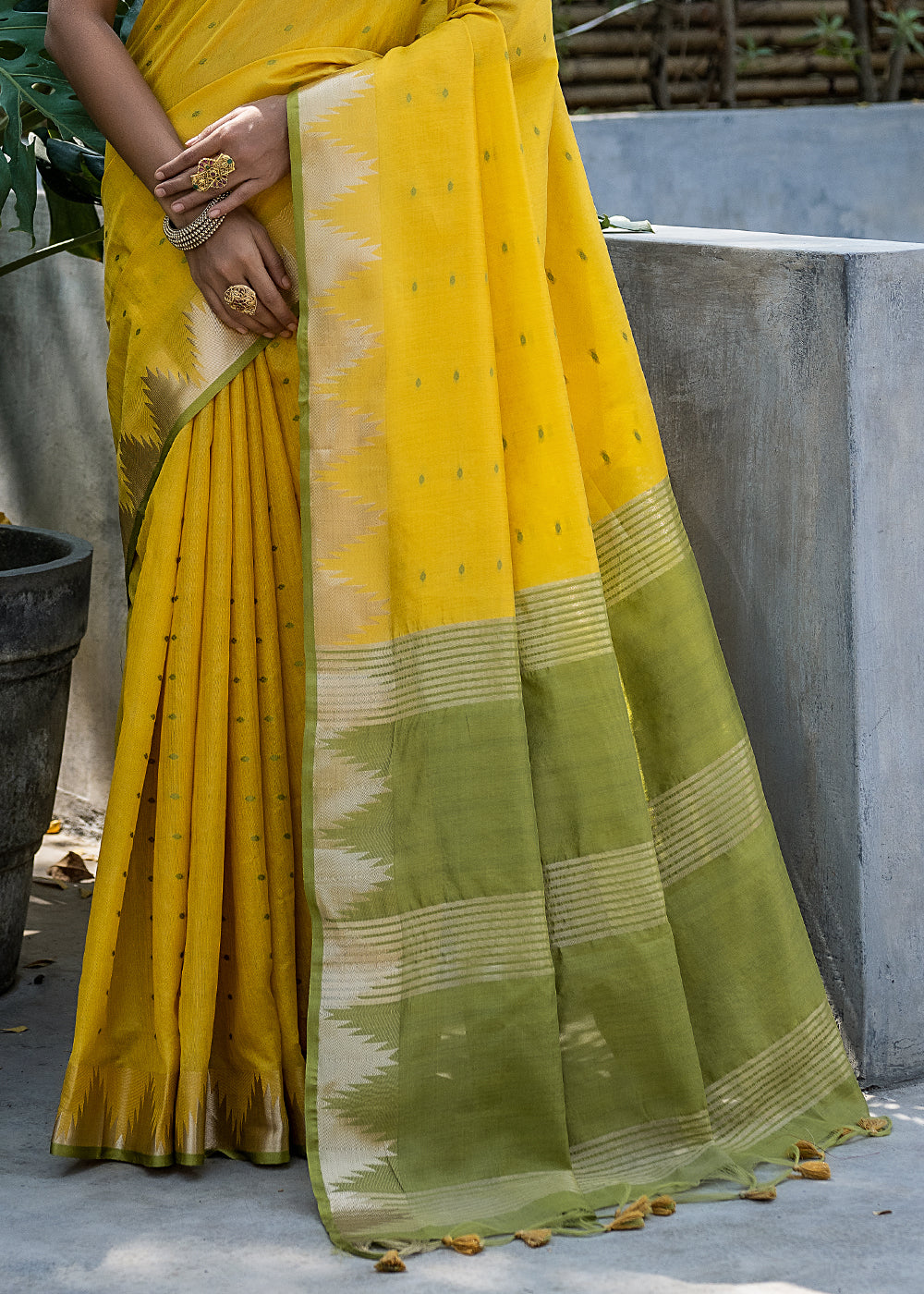 Tulip Yellow Zari Woven Banarasi Raw Silk Saree