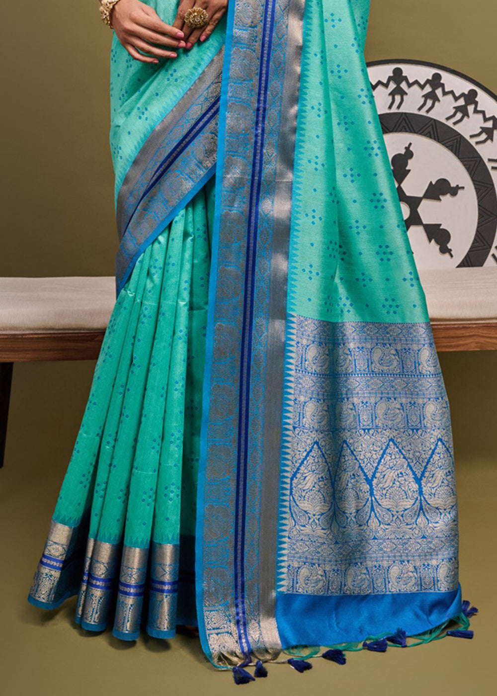 Downy Green Woven Banarasi Soft Silk Saree