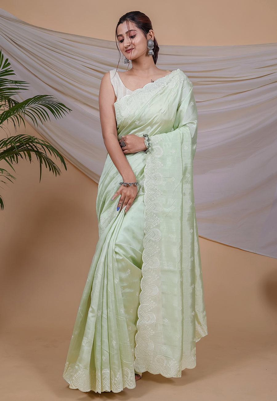 Green Spring Tussar Silk Saree