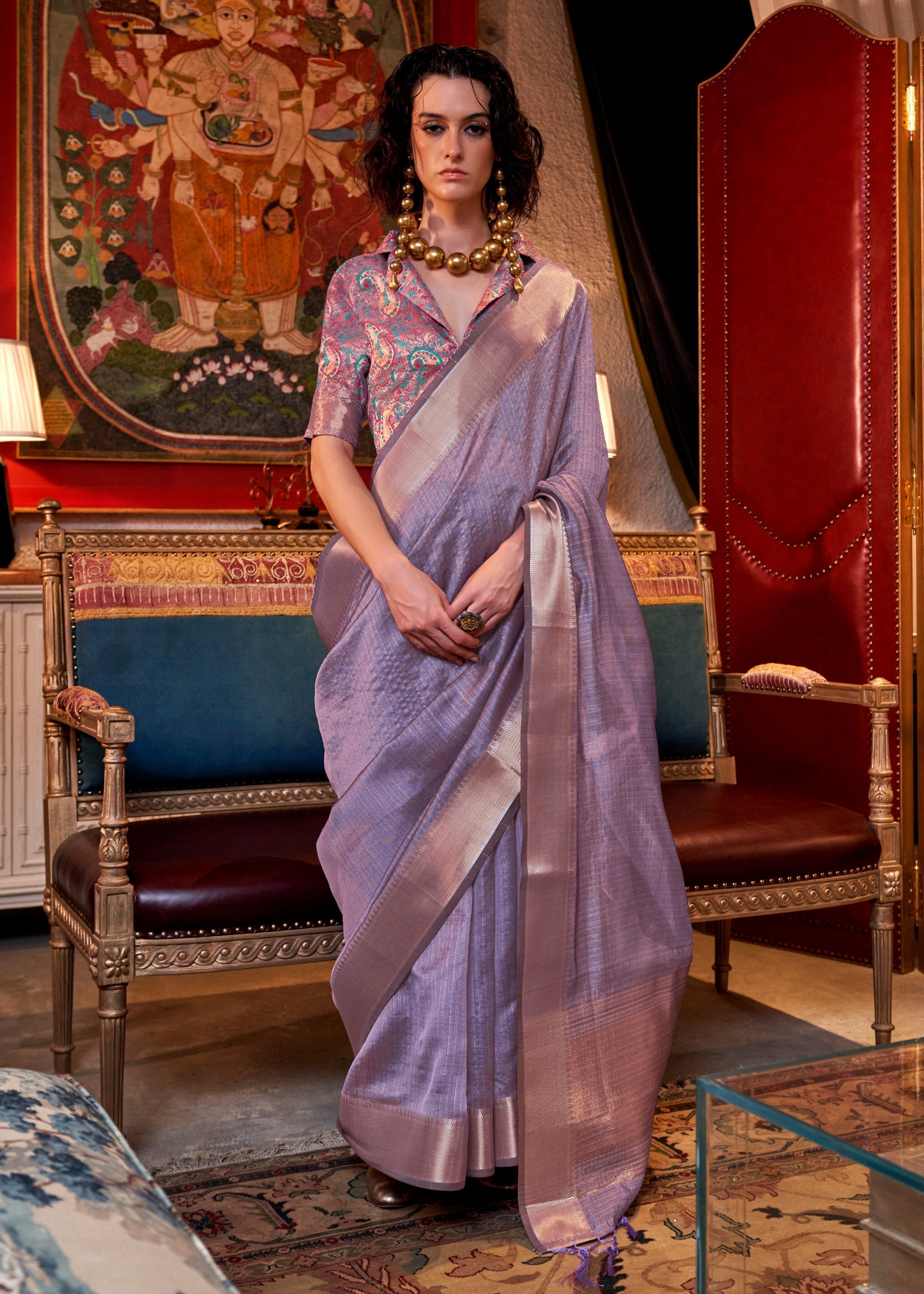 Lily Purple Chiffon Silk Saree