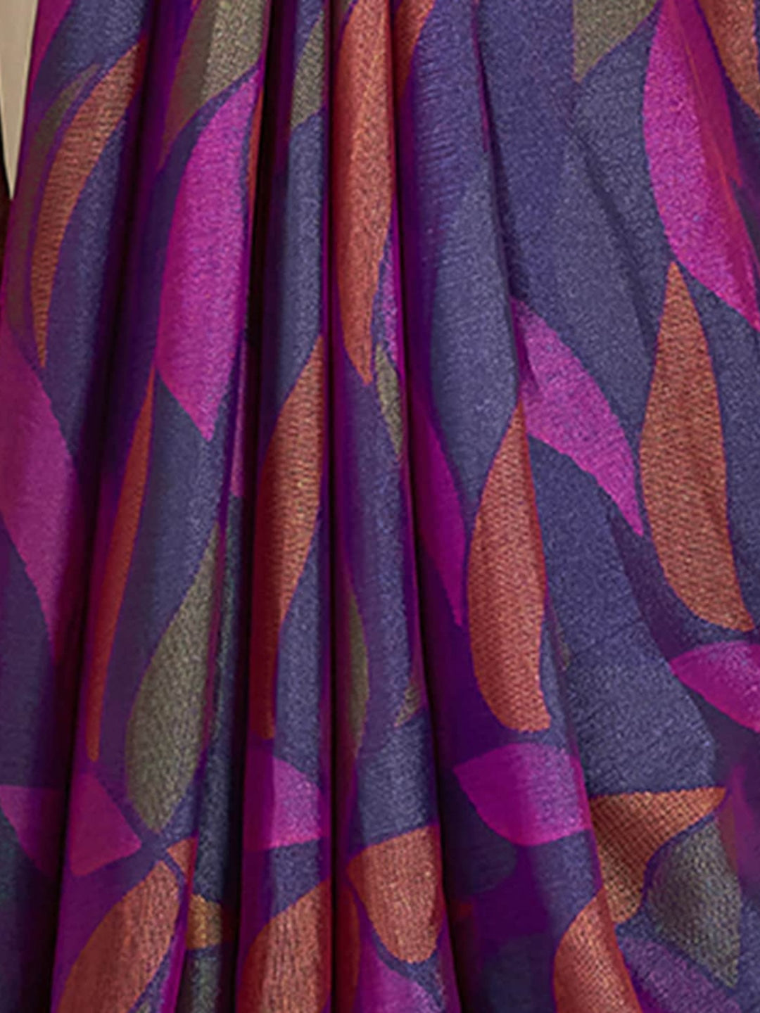 Finn Purple Printed Chiffon Saree With Embroidery Blouse