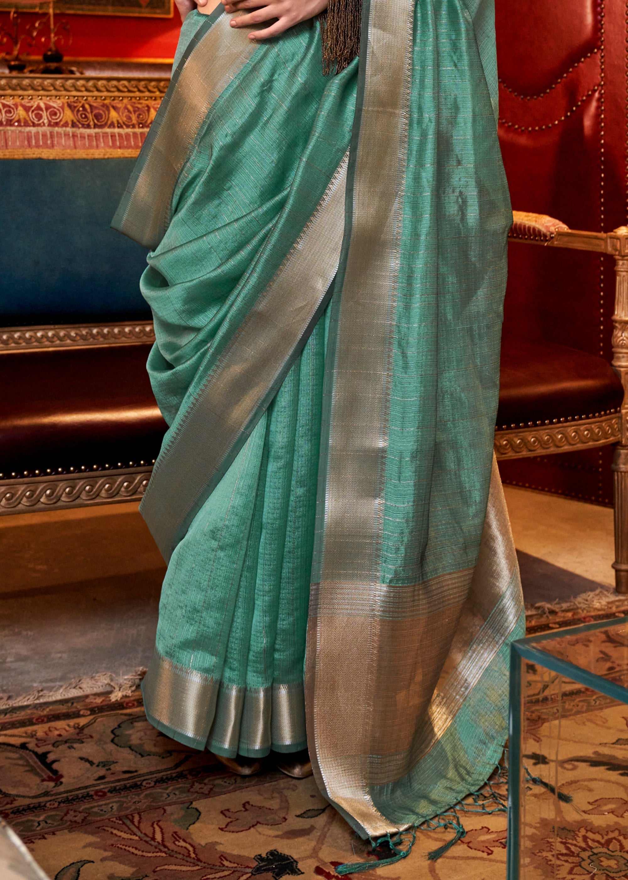 Fern Green Chiffon Silk Saree