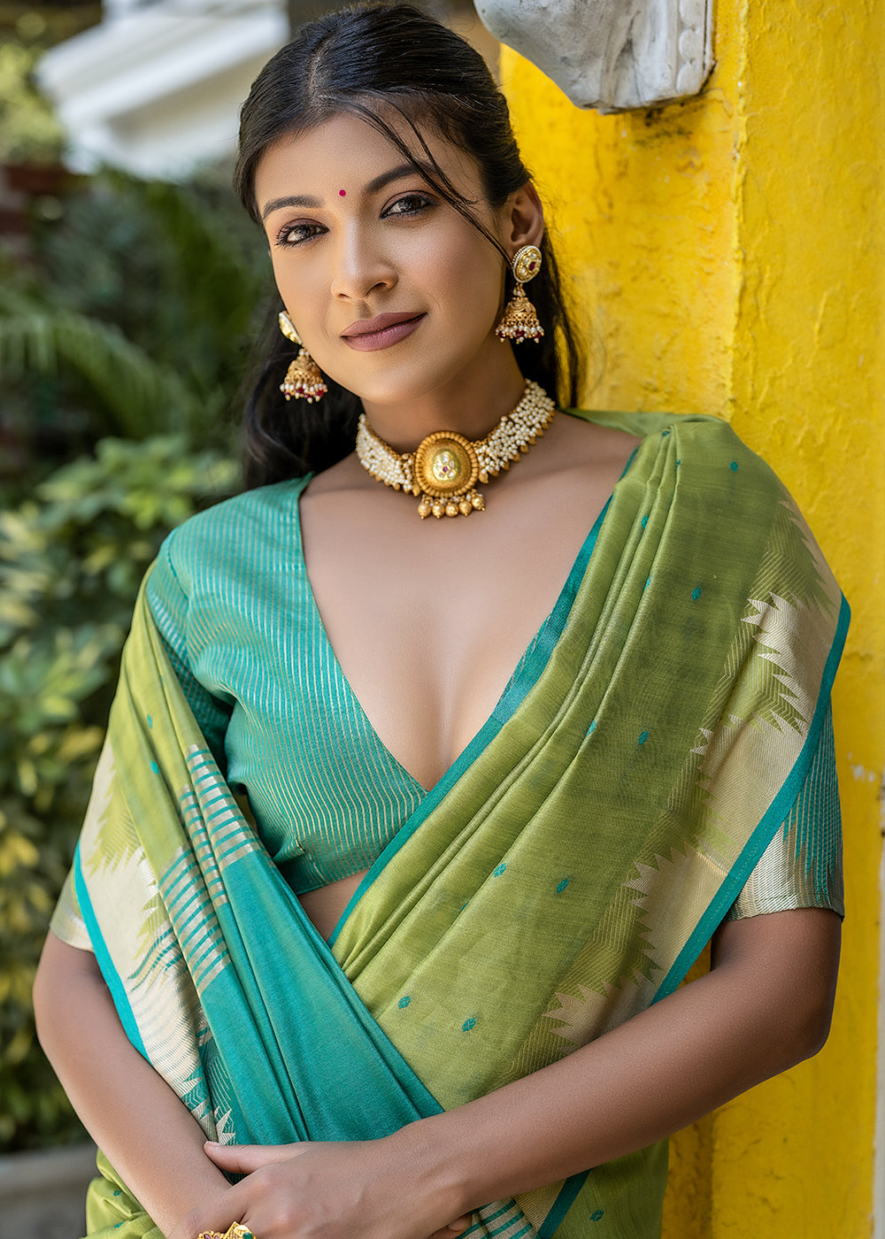 Yuma Green Zari Woven Banarasi Raw Silk Saree