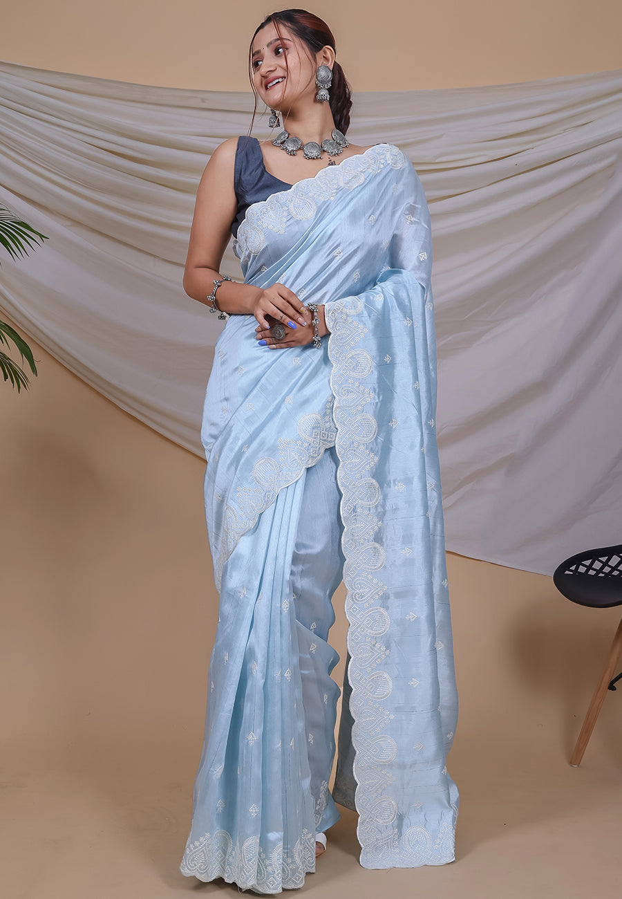 Nepal Blue Tussar Silk Saree