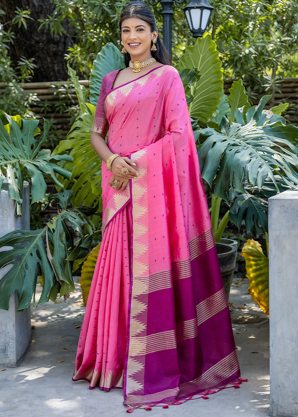 Blush Pink Zari Woven Banarasi Raw Silk Saree