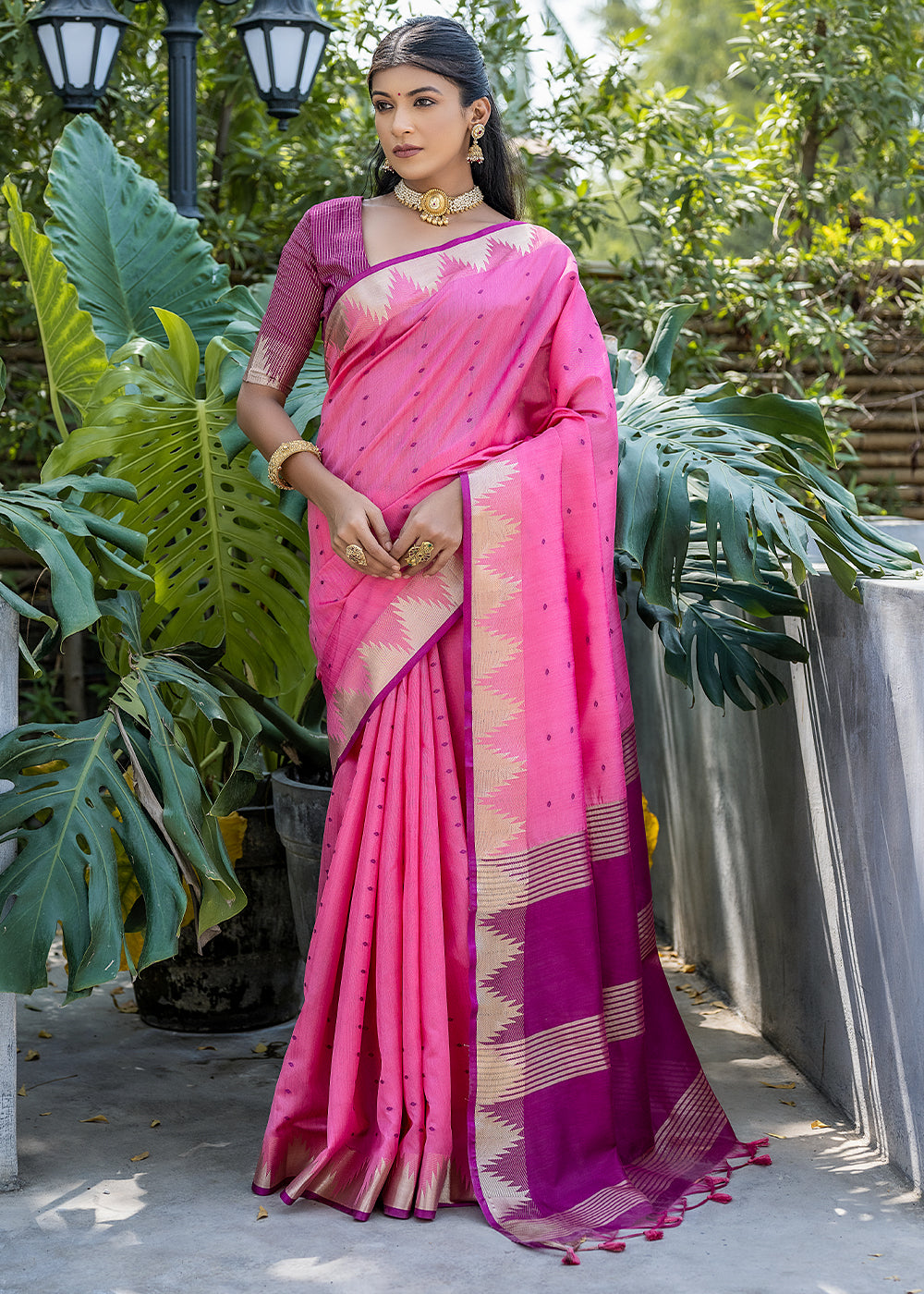 Blush Pink Zari Woven Banarasi Raw Silk Saree