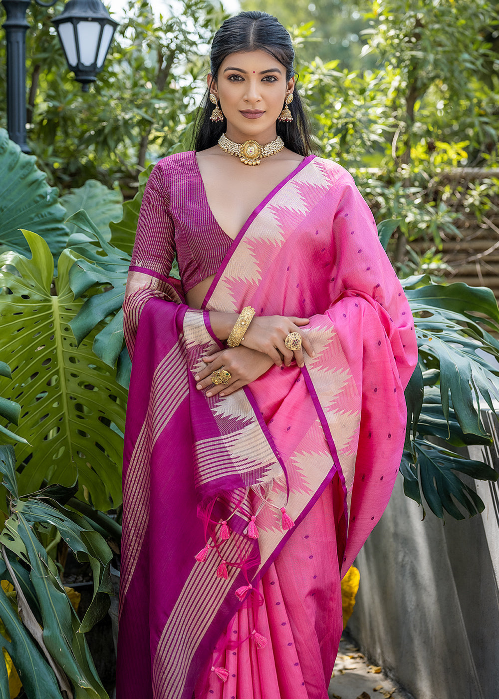 Blush Pink Zari Woven Banarasi Raw Silk Saree