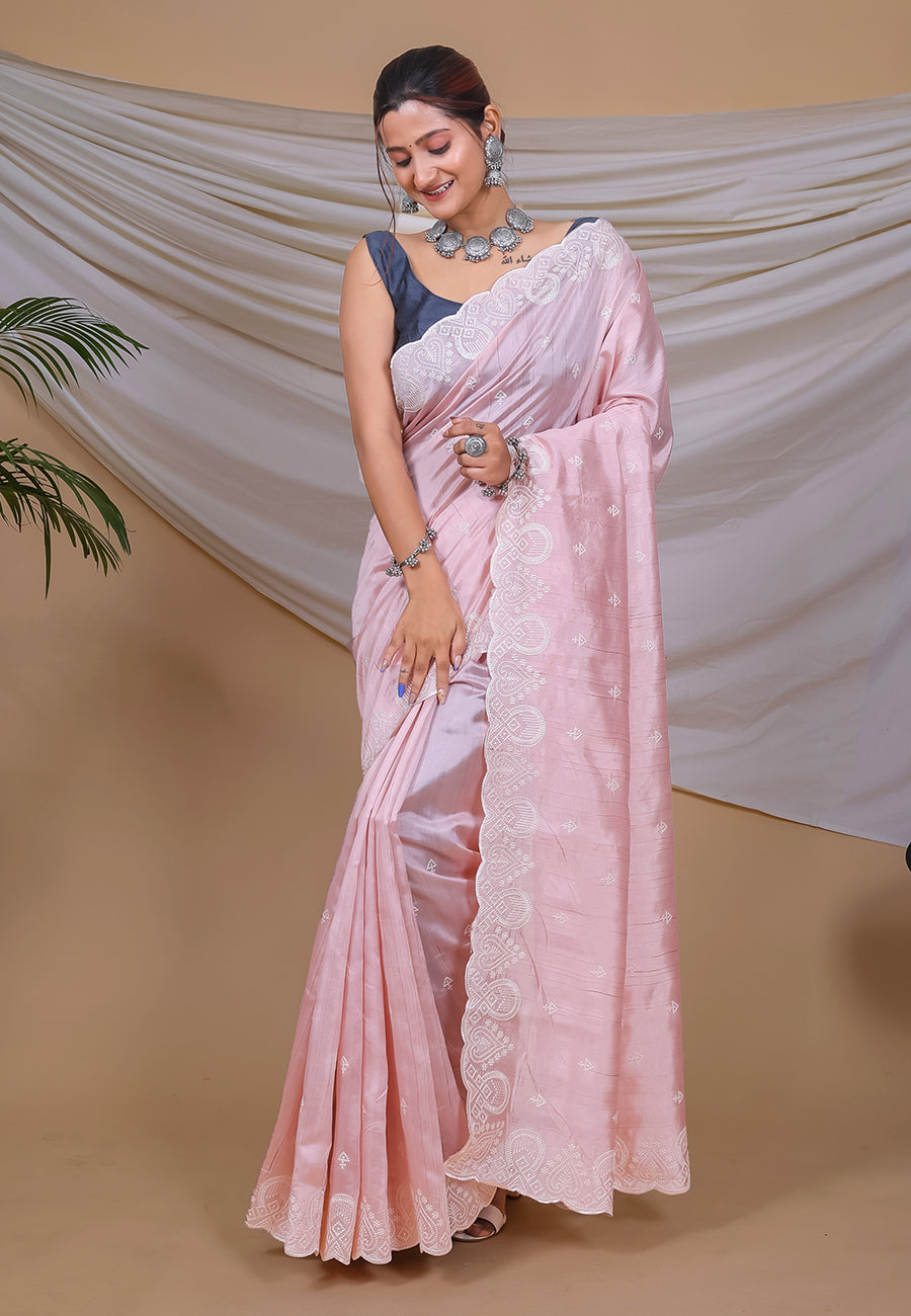 Melanie Pink Tussar Silk Saree