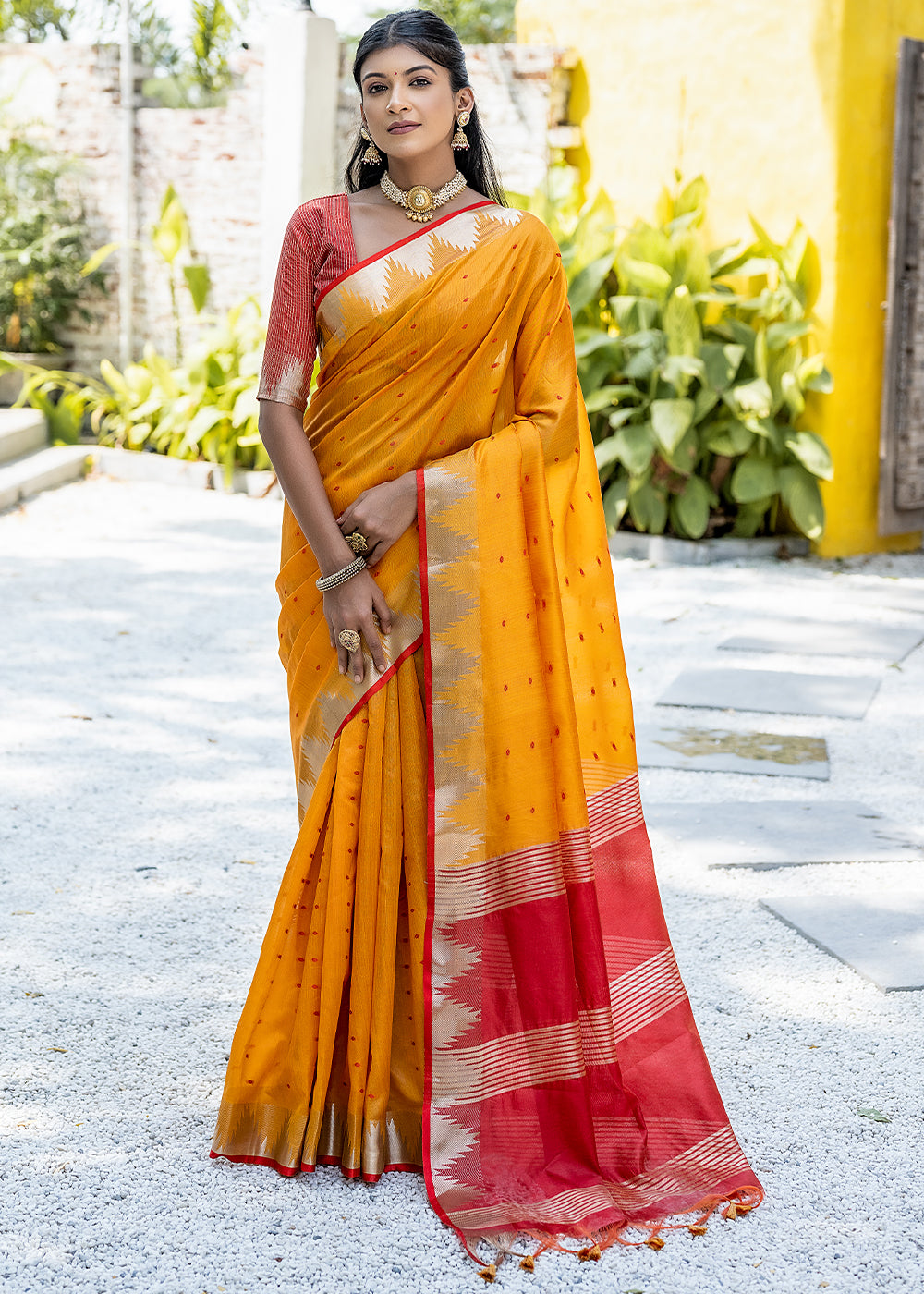 Anzac Yellow Zari Woven Banarasi Raw Silk Saree