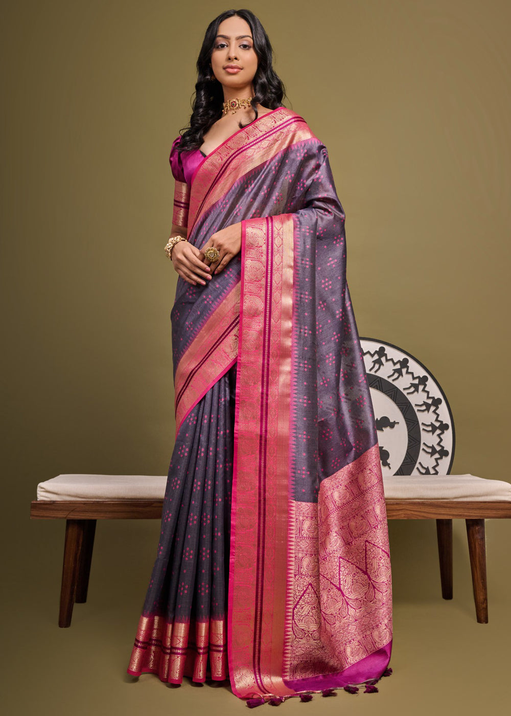 Falcon Purple Woven Banarasi Soft Silk Saree