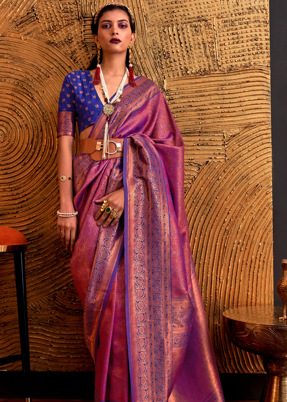 Vin Rouge Purple Chaap Handloom kanjivaram silk Saree