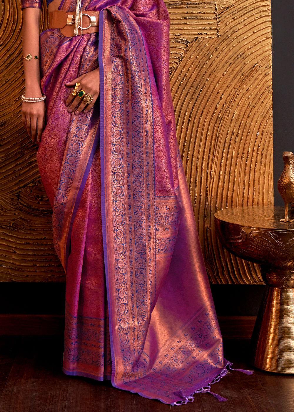 Vin Rouge Purple Chaap Handloom kanjivaram silk Saree