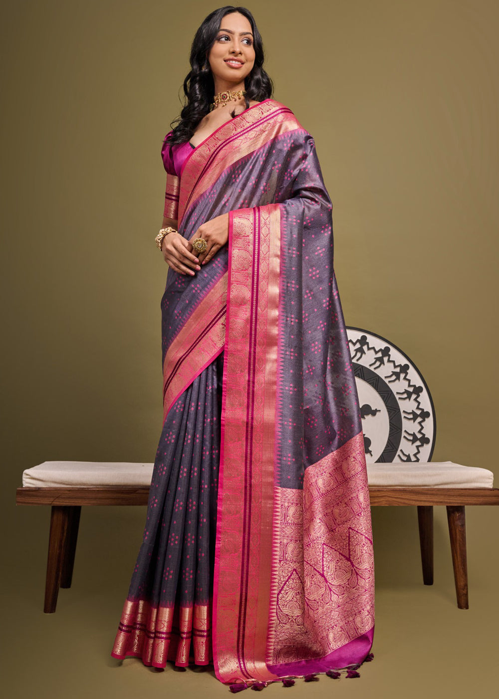 Falcon Purple Woven Banarasi Soft Silk Saree