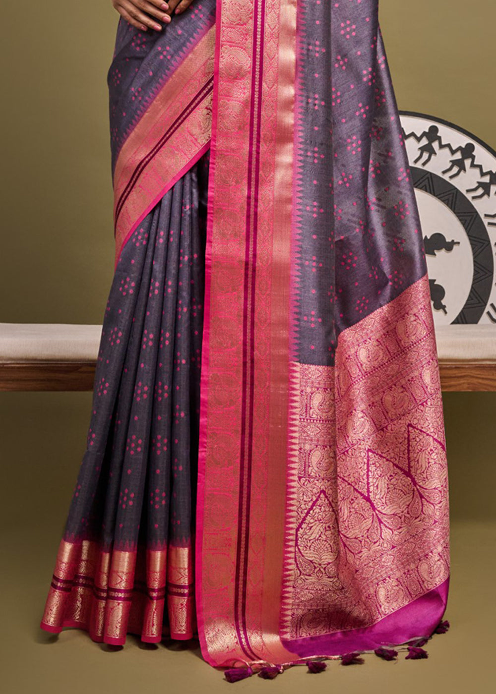 Falcon Purple Woven Banarasi Soft Silk Saree