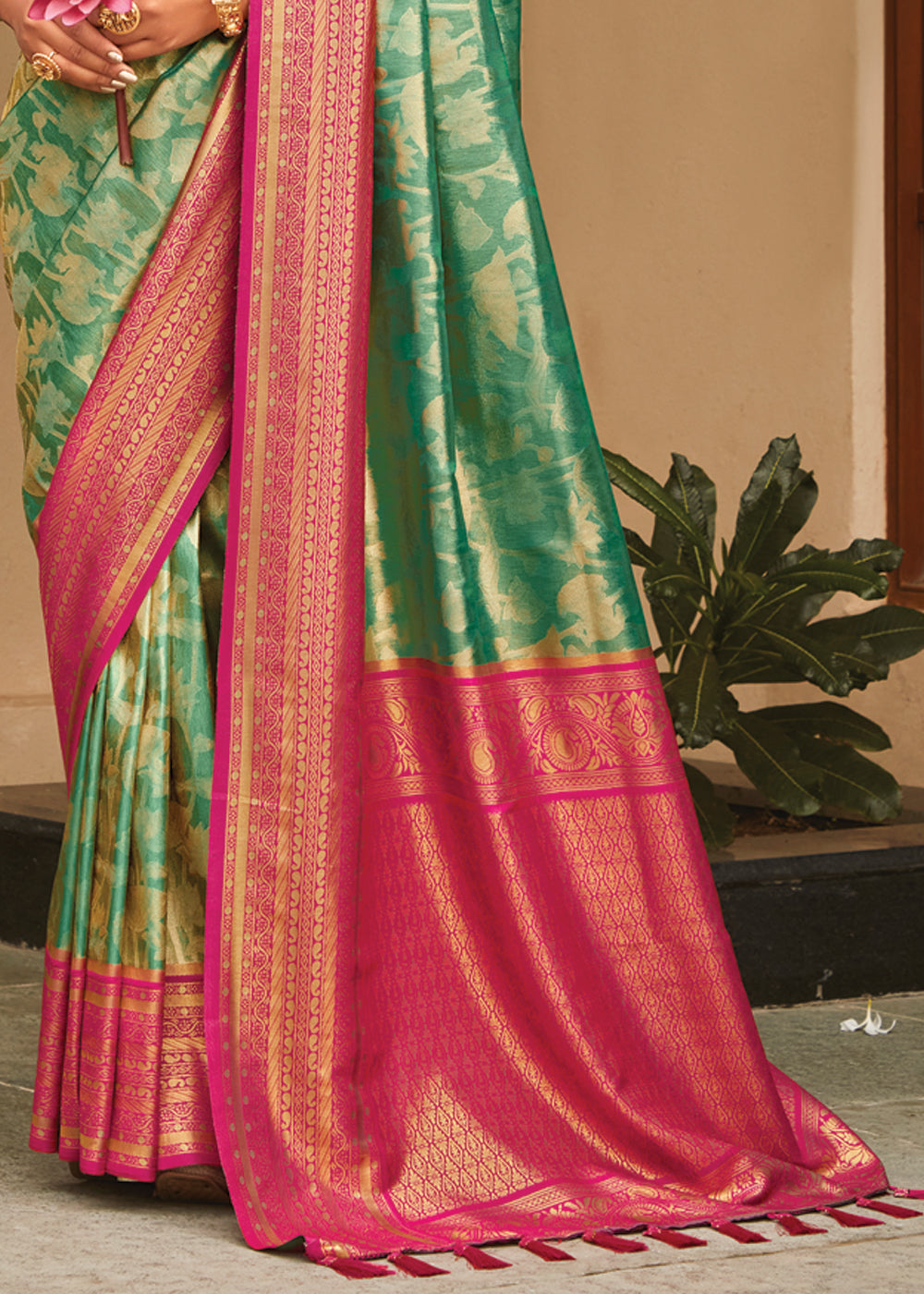 Spring Leaves Green Woven Kanjivaram Saree