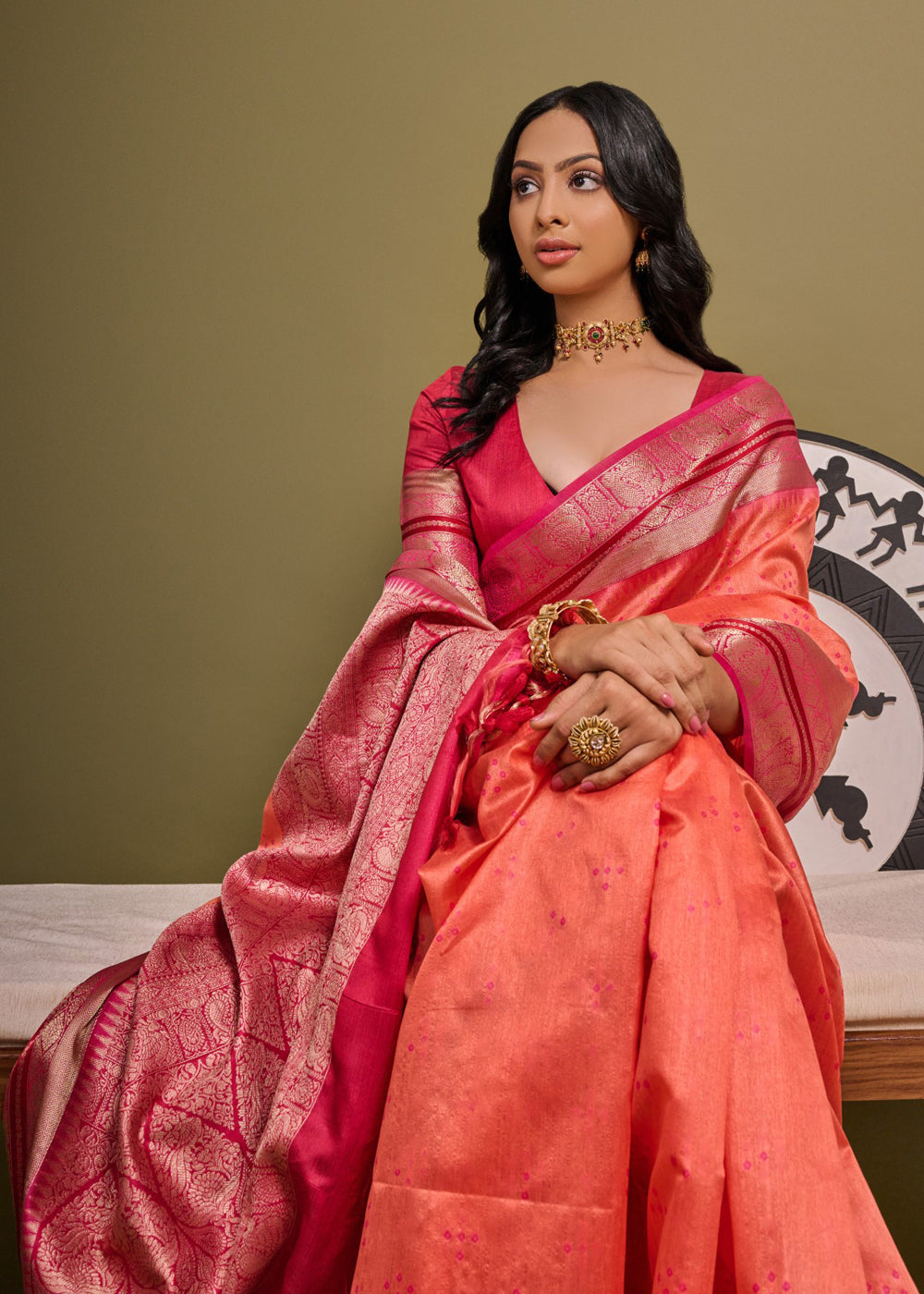 Bittersweet Orange Woven Banarasi Soft Silk Saree