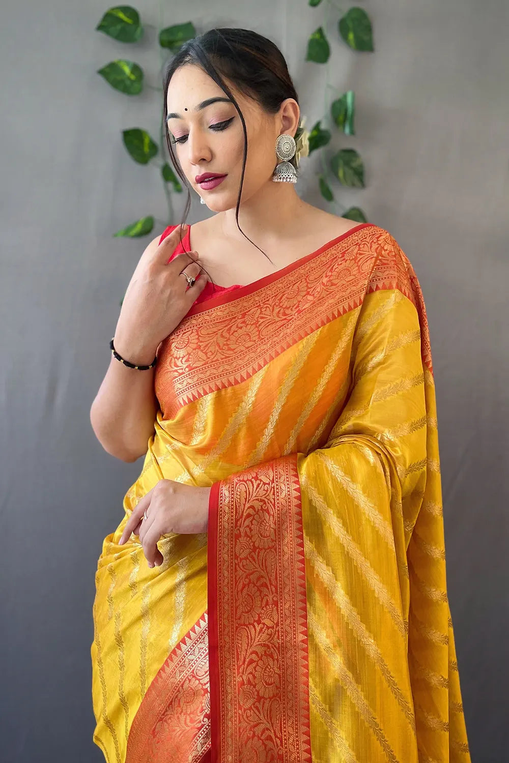 Buttercup Yellow Zari Woven Organza Saree