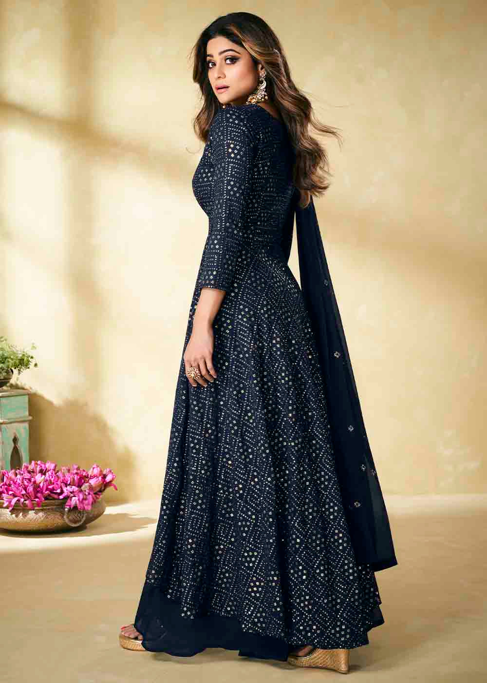 Mirage Blue Georgette Unstitched Plazzo Suit