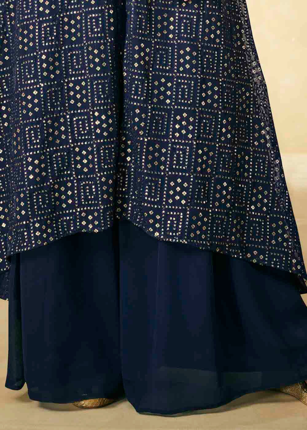 Mirage Blue Georgette Unstitched Plazzo Suit