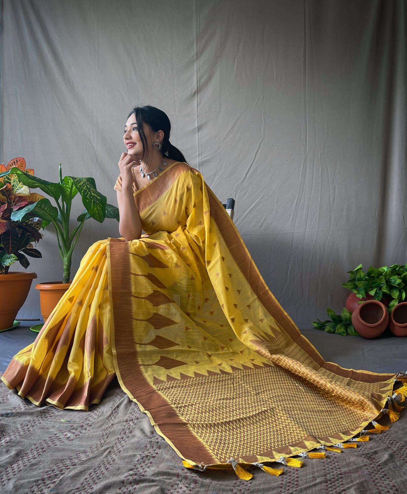 Turmeric Yellow Zari Woven Cotton Saree