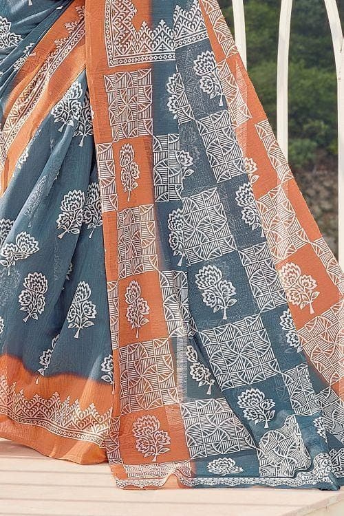 Heather Grey Cotton Saree