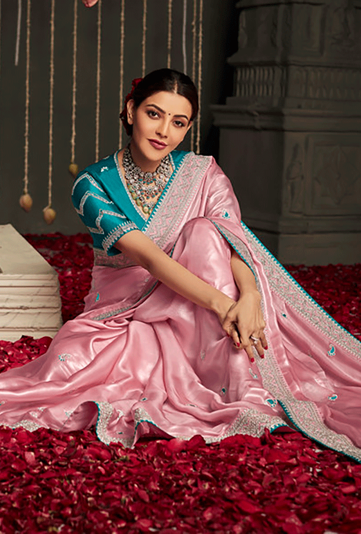 Beauty Bush Pink Zari Woven Designer Banarasi Saree