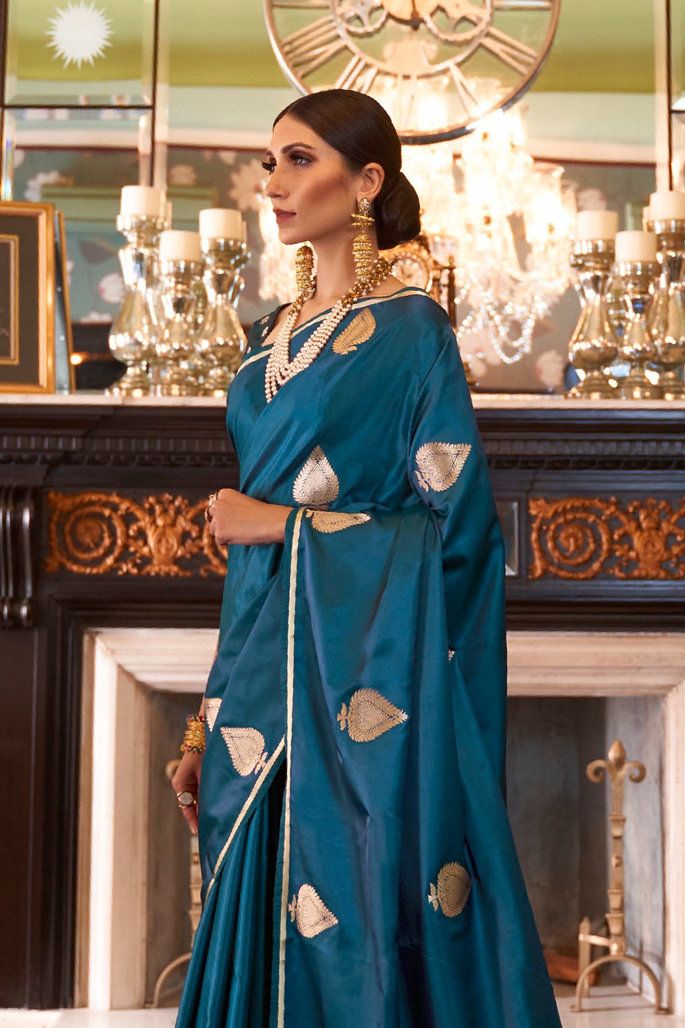 Astronaut Blue Woven Banarasi Saree