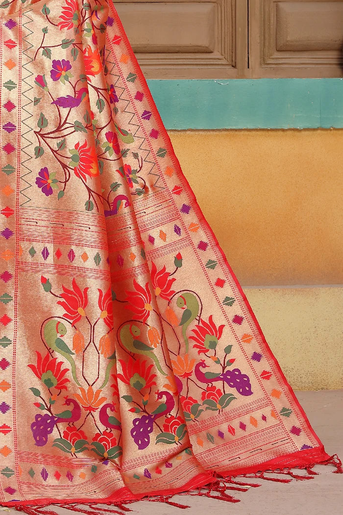 Red Golden Woven Paithani Saree