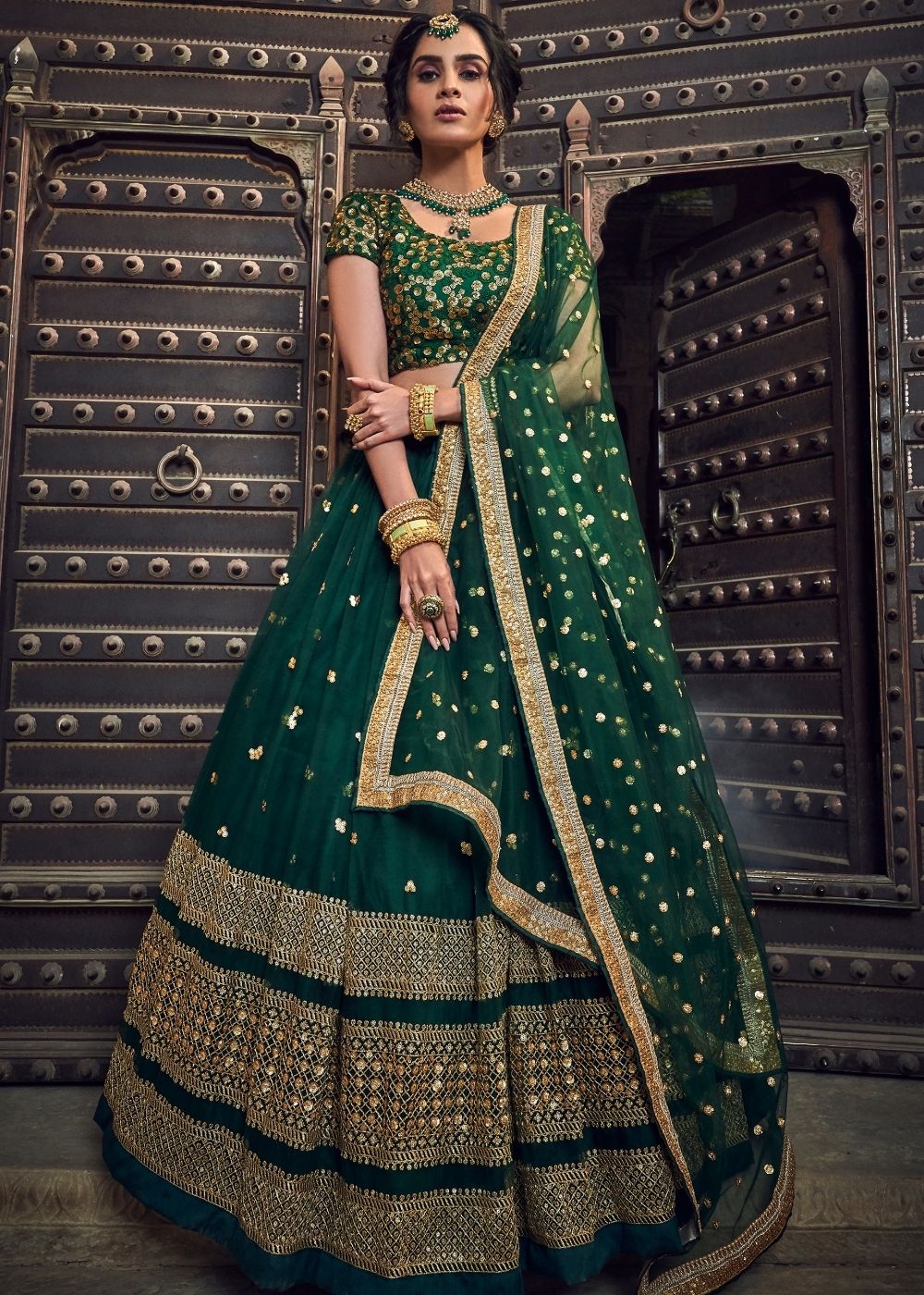 Tiber Green Soft Net Lehenga Choli