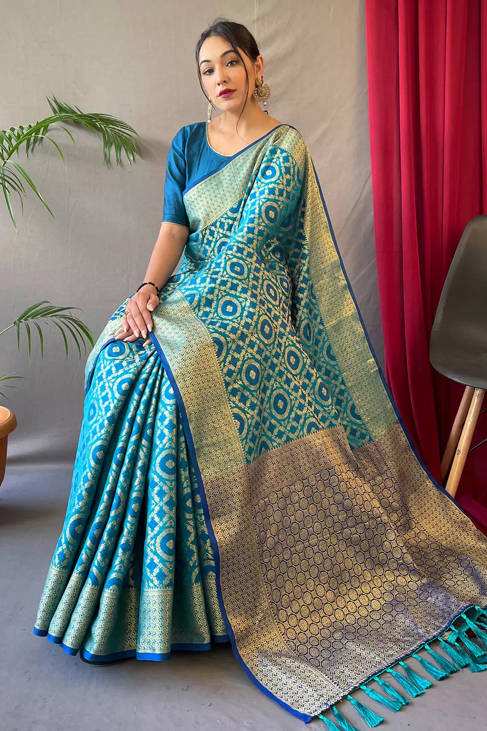 Astral Blue Patola Silk Saree