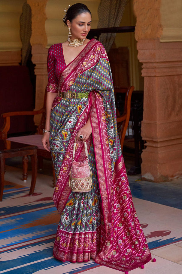 Rose Dust Multicolour Patola Saree