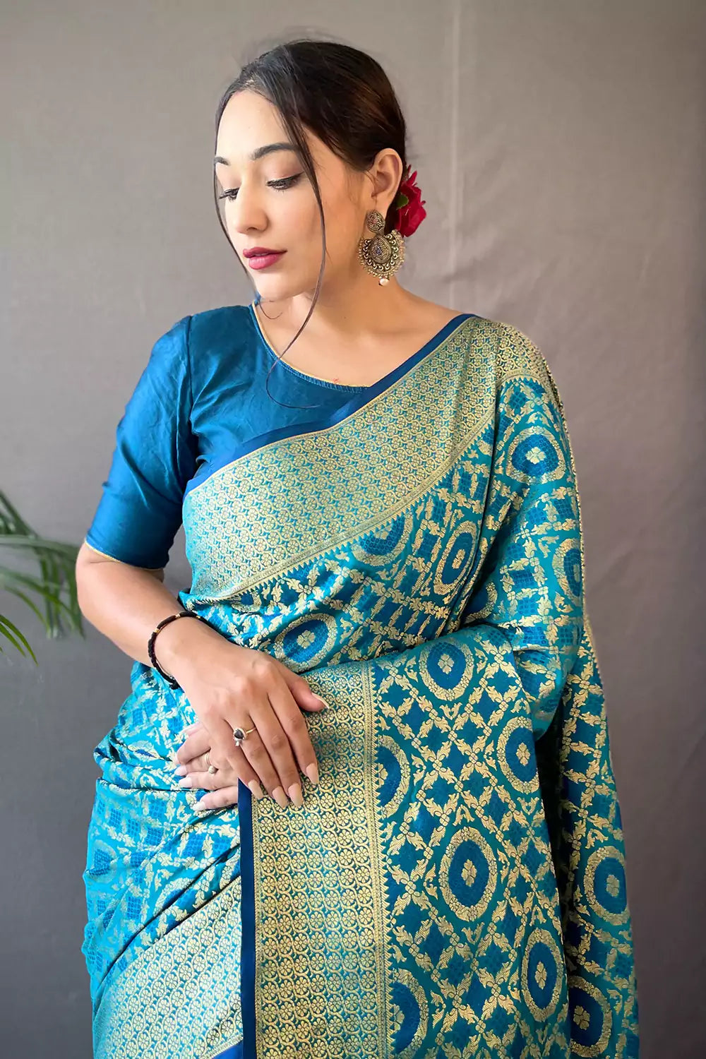 Astral Blue Patola Silk Saree