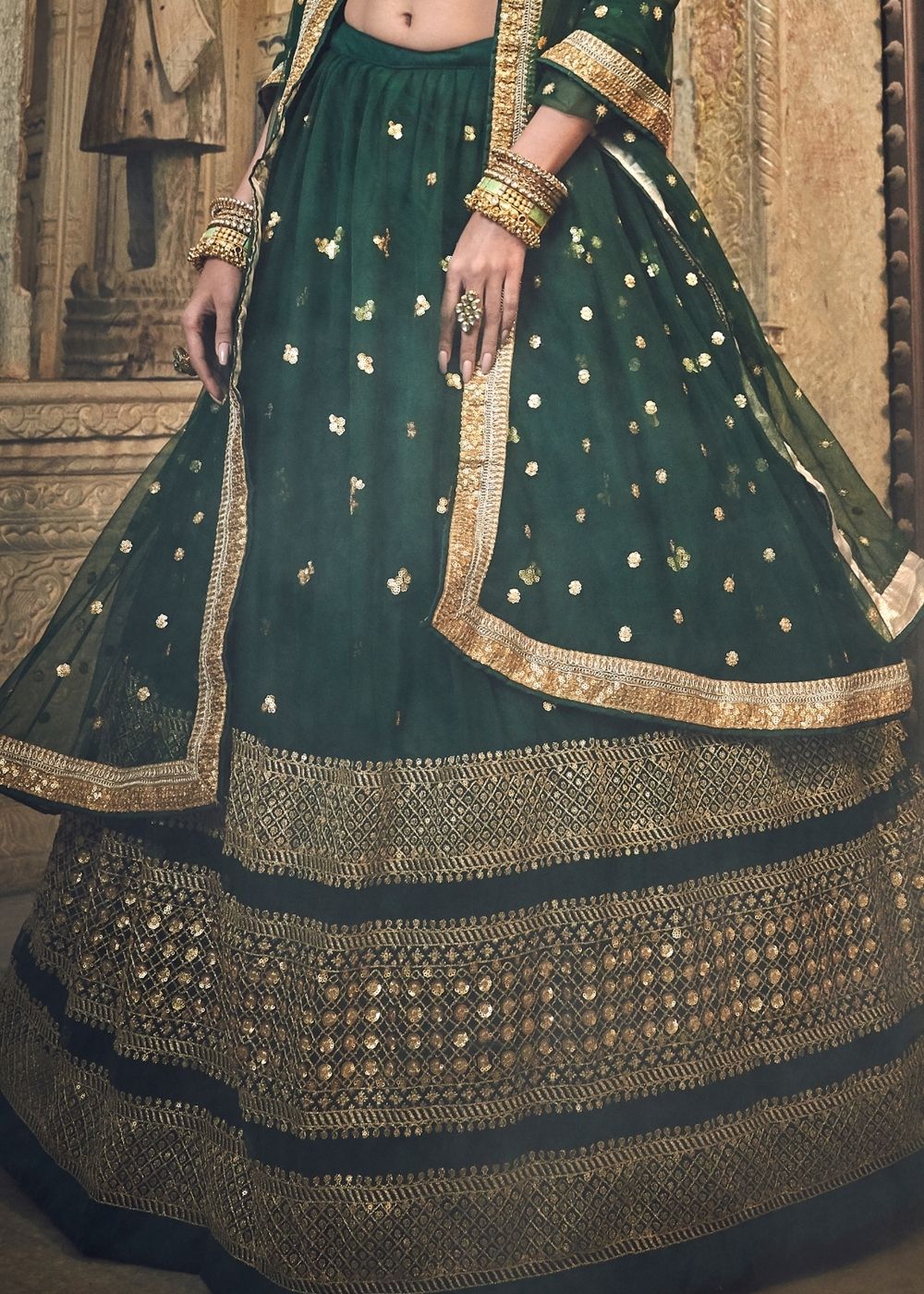 Tiber Green Soft Net Lehenga Choli