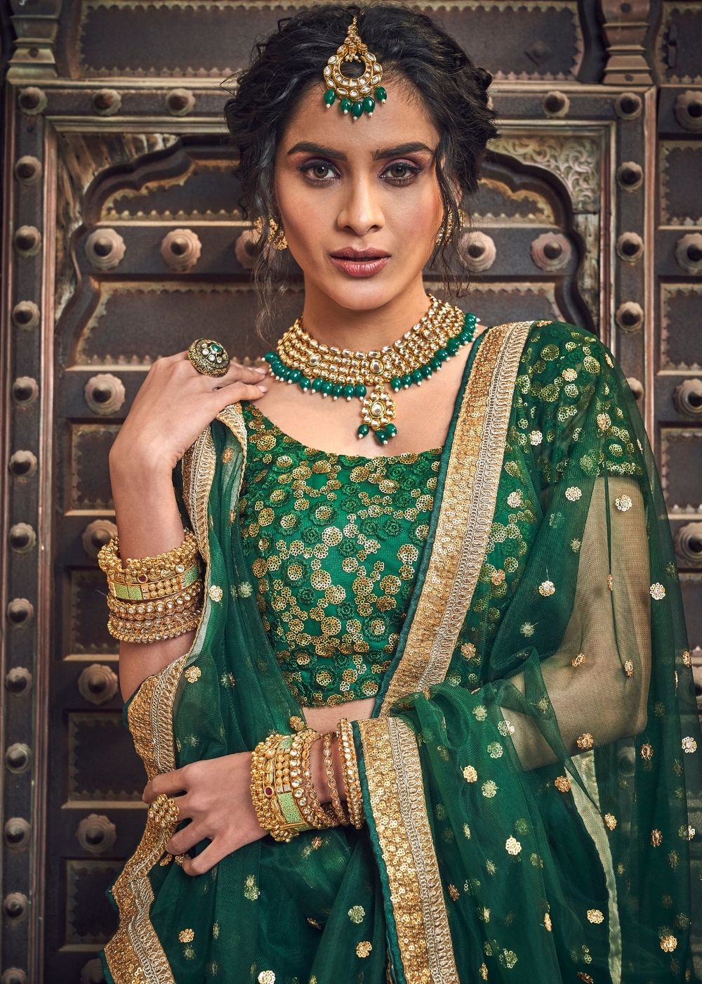 Tiber Green Soft Net Lehenga Choli