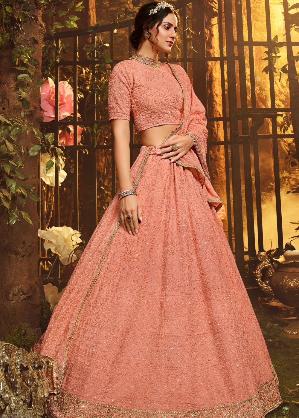 Japonica Pink Georgette Lehenga Choli