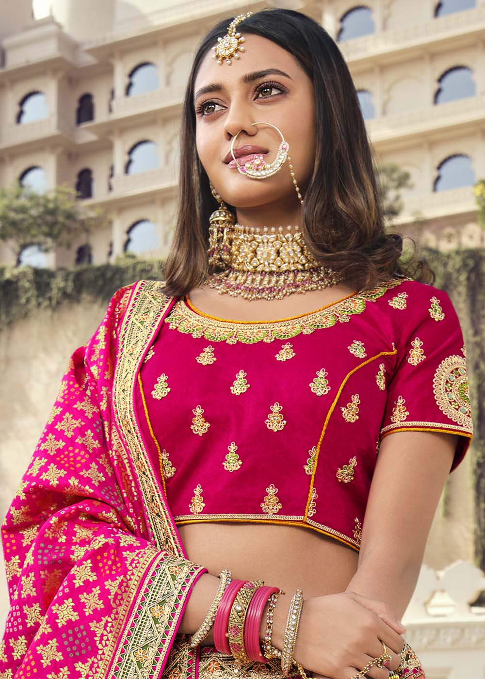 Geraldine Pink Banarasi Silk Lehenga Choli