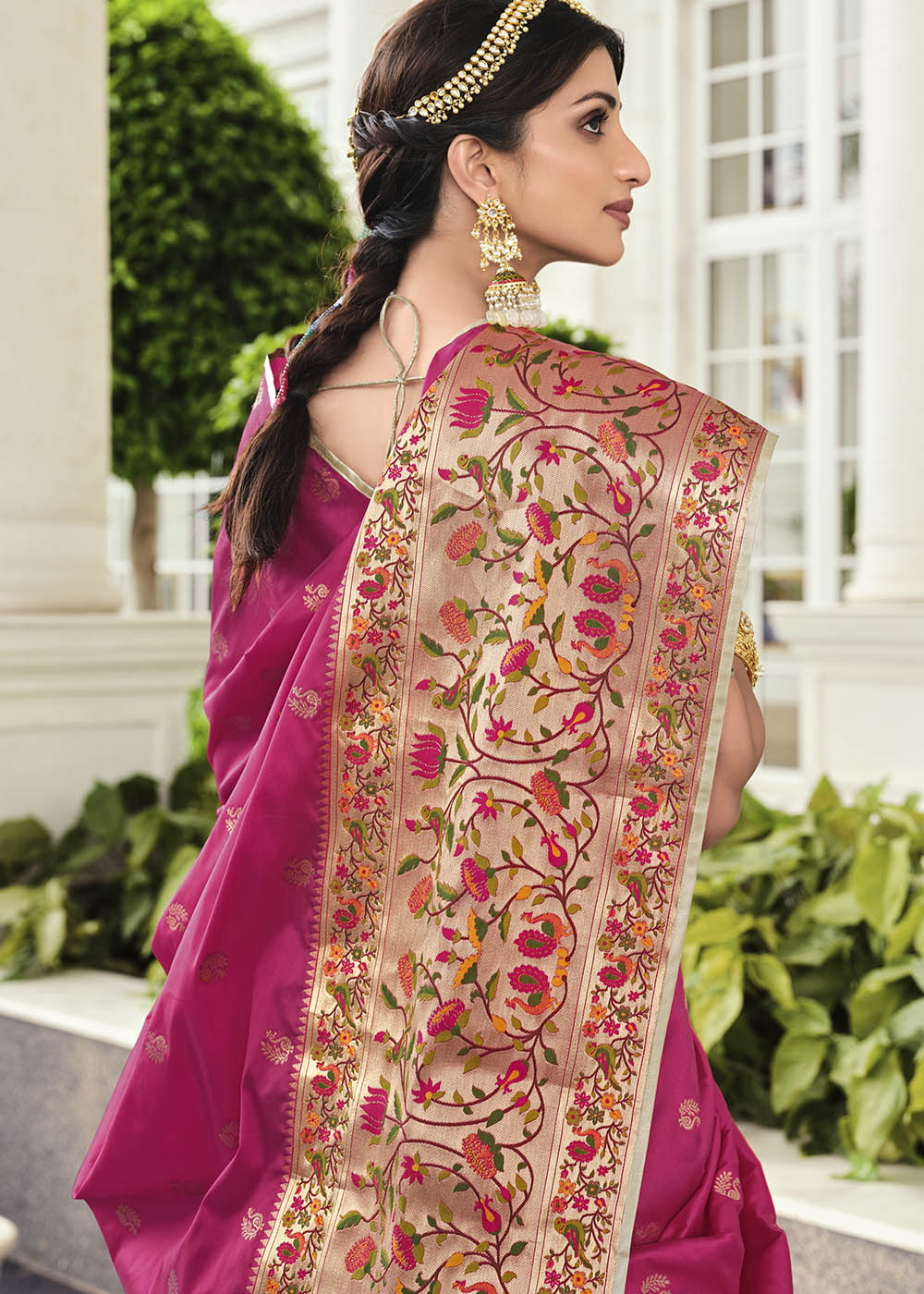 Biscay Blue and Pink Banarasi Silk Lehenga Choli