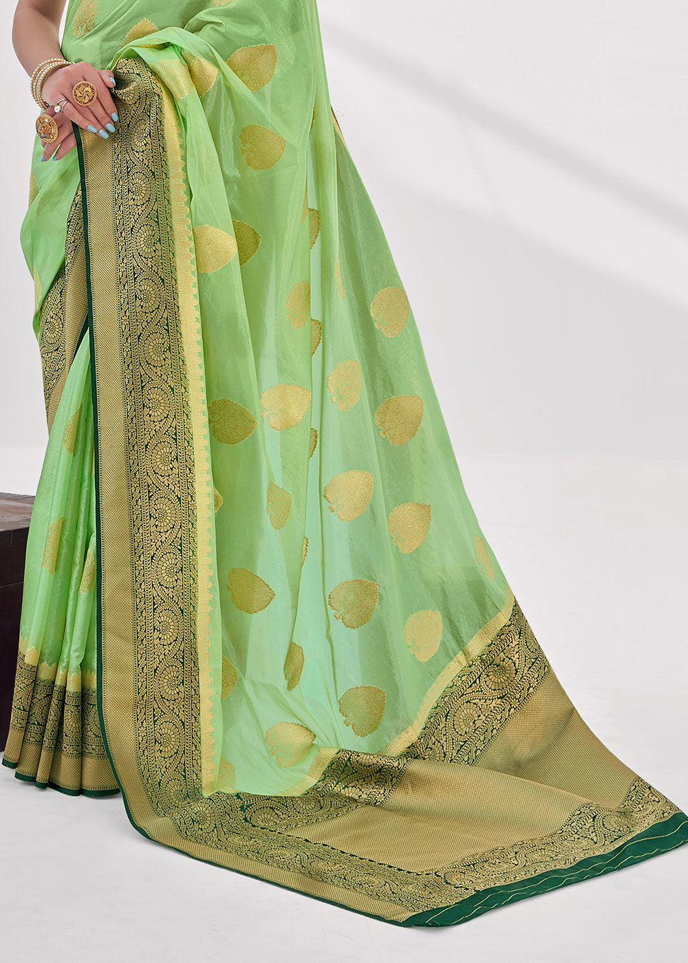 Chelsea Green Zari Woven Organza Silk Saree