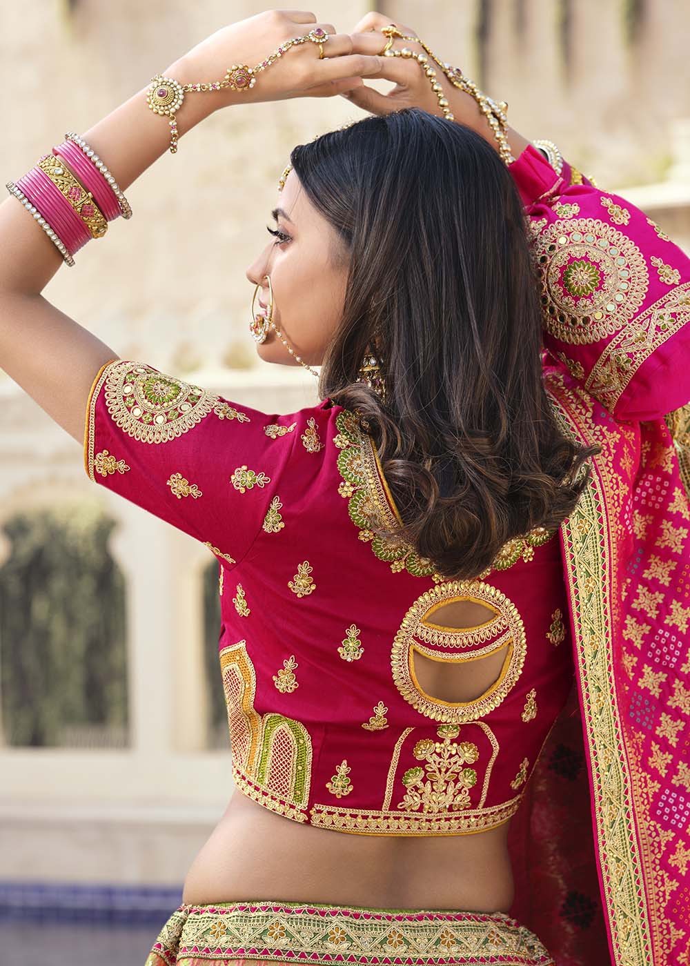 Geraldine Pink Banarasi Silk Lehenga Choli