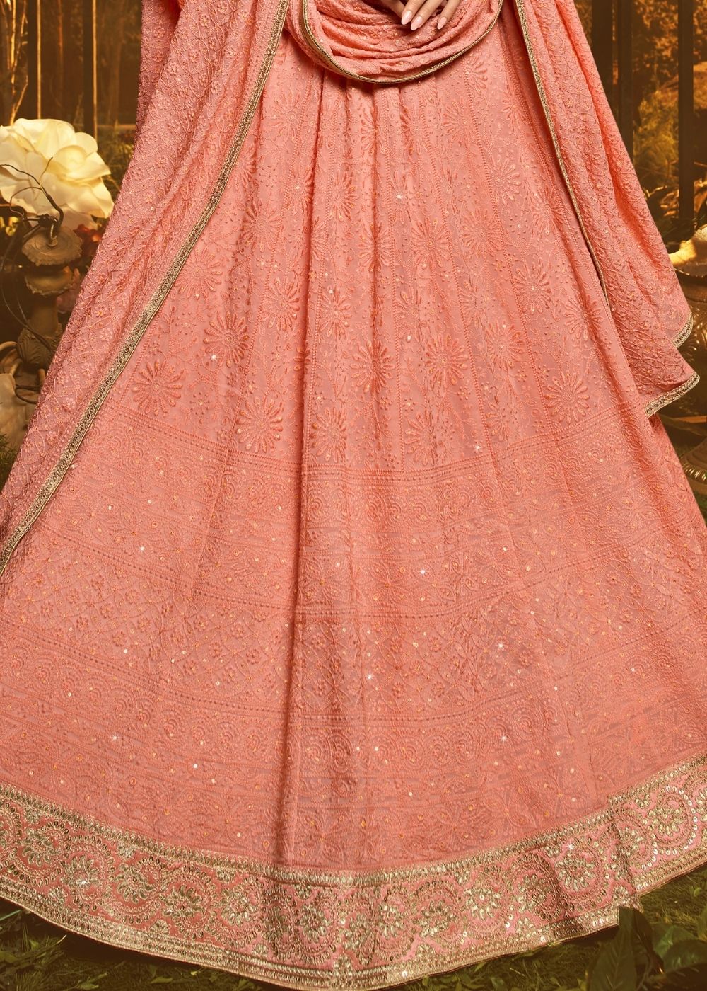 Japonica Pink Georgette Lehenga Choli