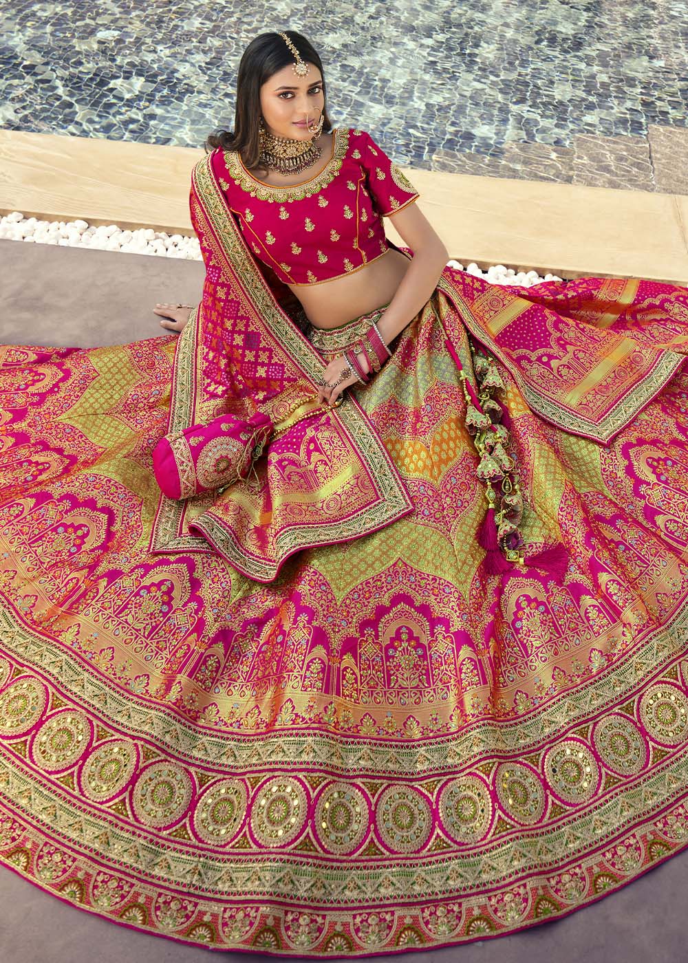 Geraldine Pink Banarasi Silk Lehenga Choli