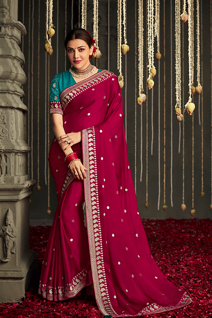 Crail Maroon Zari Woven Designer Banarasi Saree