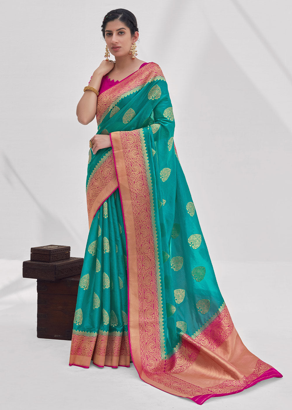 Paradiso Blue Zari Woven Organza Silk Saree