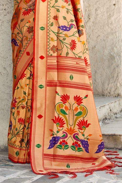 Golden Handloom Woven Paithani Saree