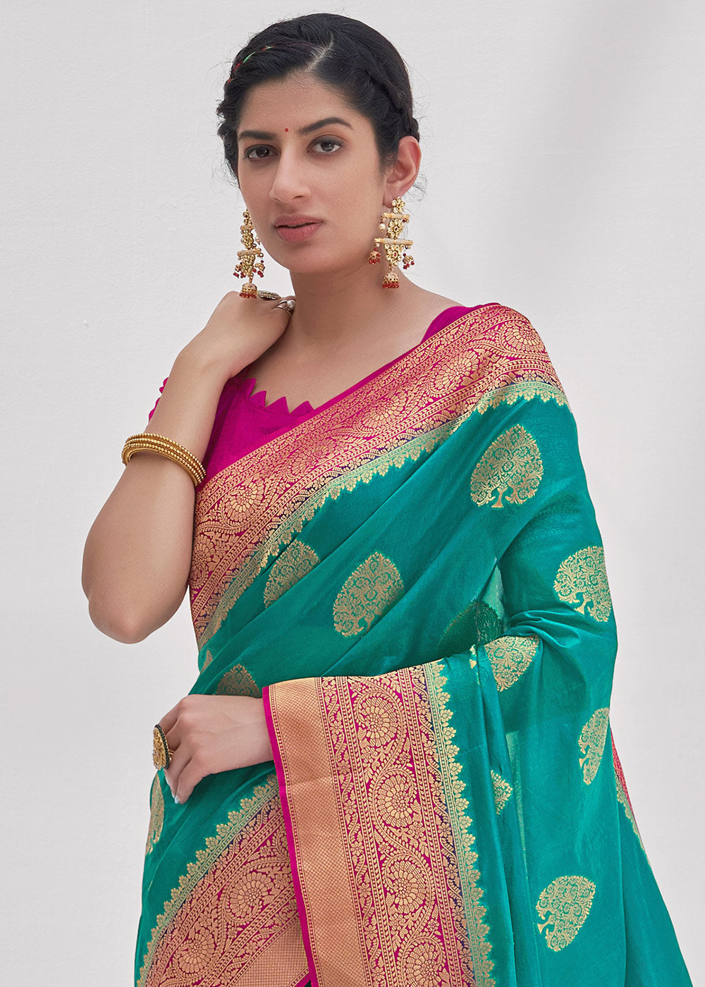 Paradiso Blue Zari Woven Organza Silk Saree