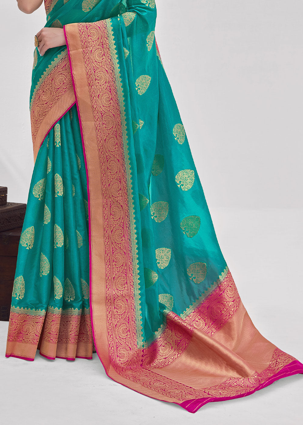 Paradiso Blue Zari Woven Organza Silk Saree